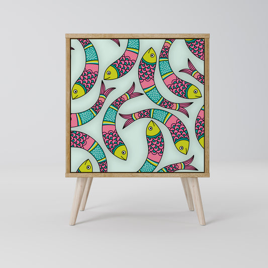 Credenza INDIAN FISH a 1 anta effetto rovere