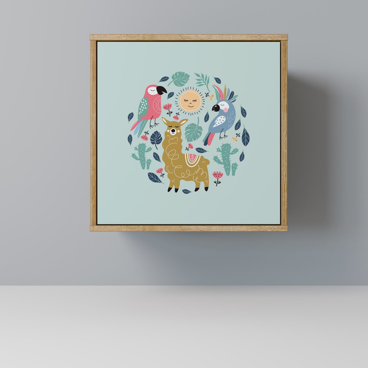 Credenza a 1 anta COLORFUL ALPACAS effetto rovere