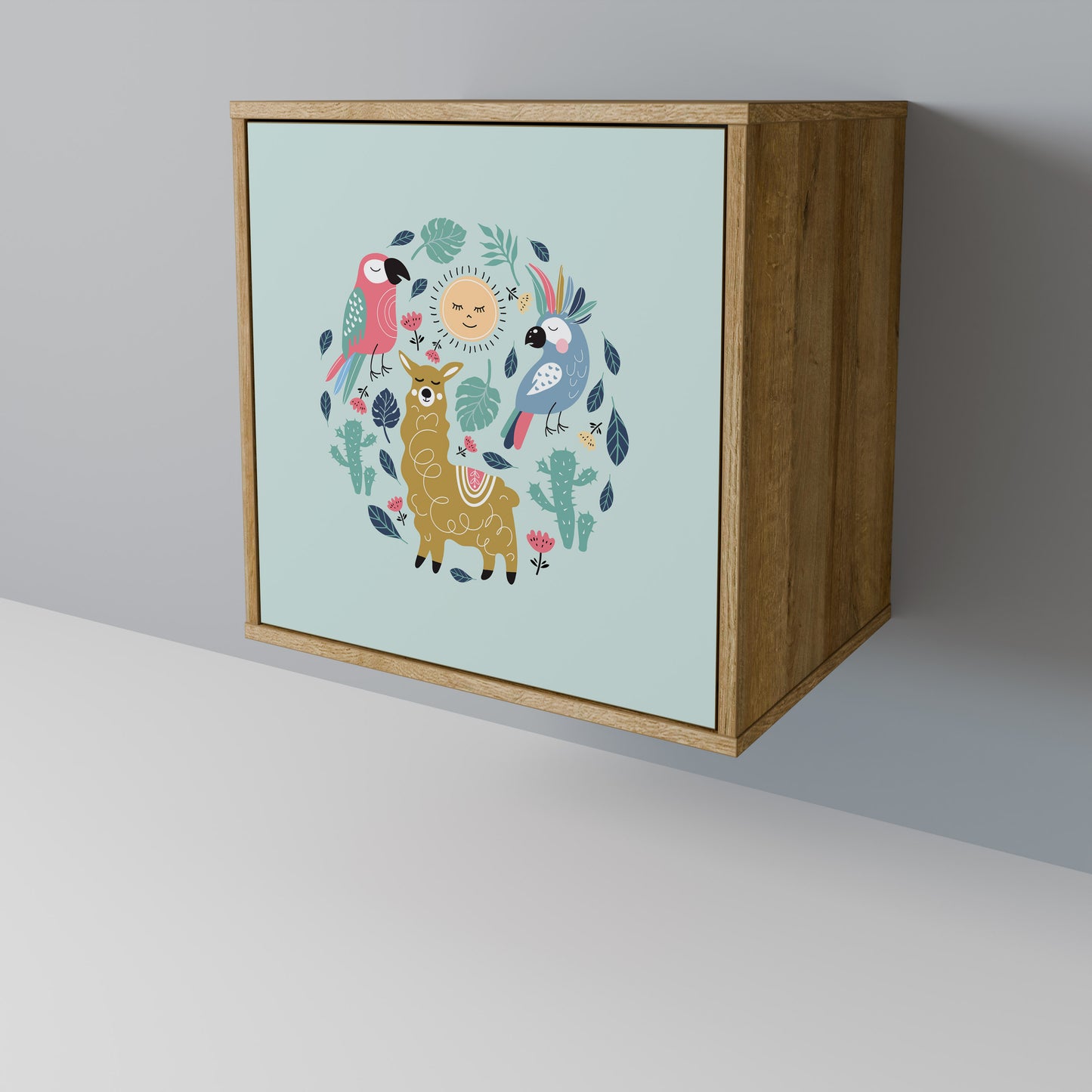 Credenza a 1 anta COLORFUL ALPACAS effetto rovere