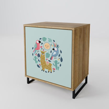 Credenza a 1 anta COLORFUL ALPACAS effetto rovere
