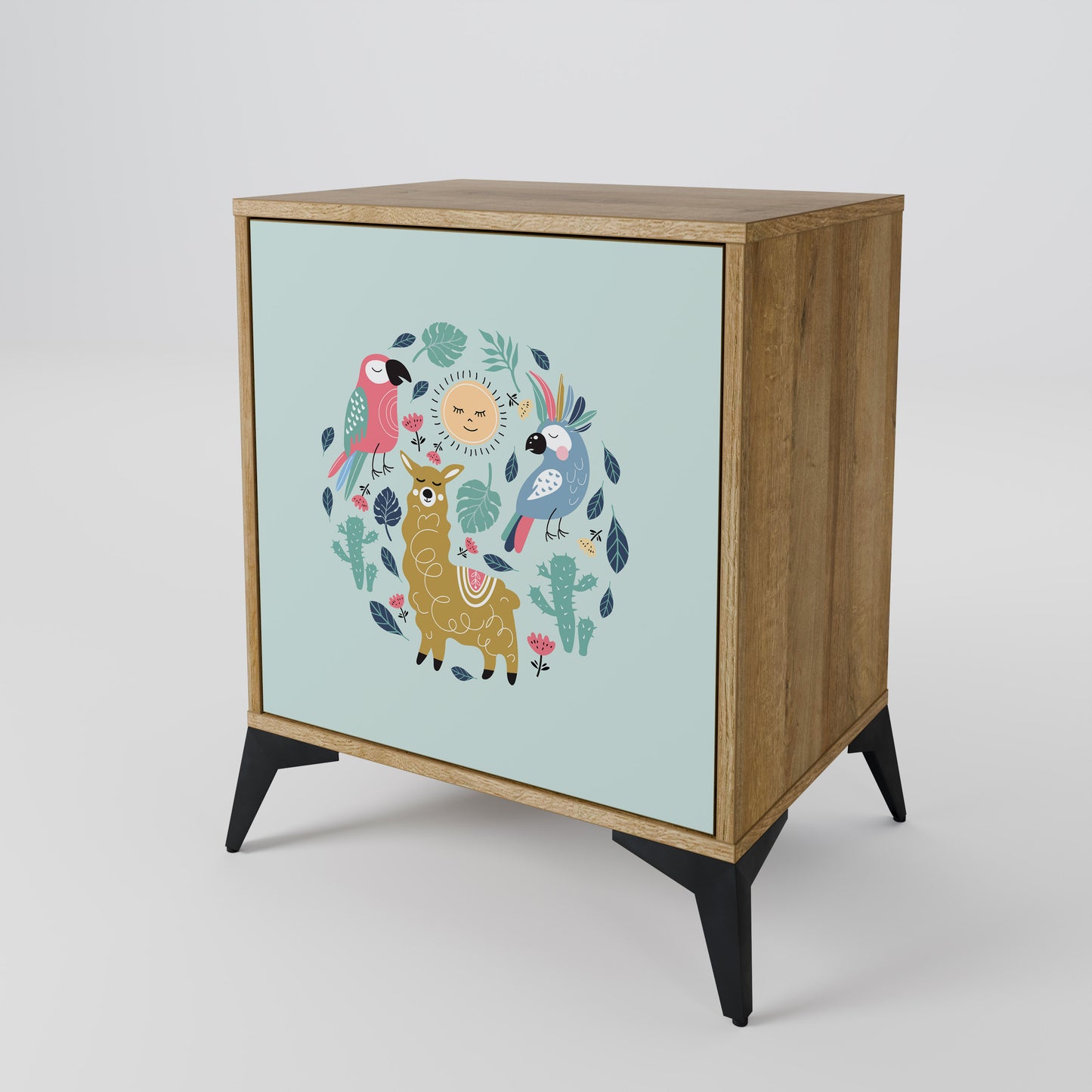 Credenza a 1 anta COLORFUL ALPACAS effetto rovere