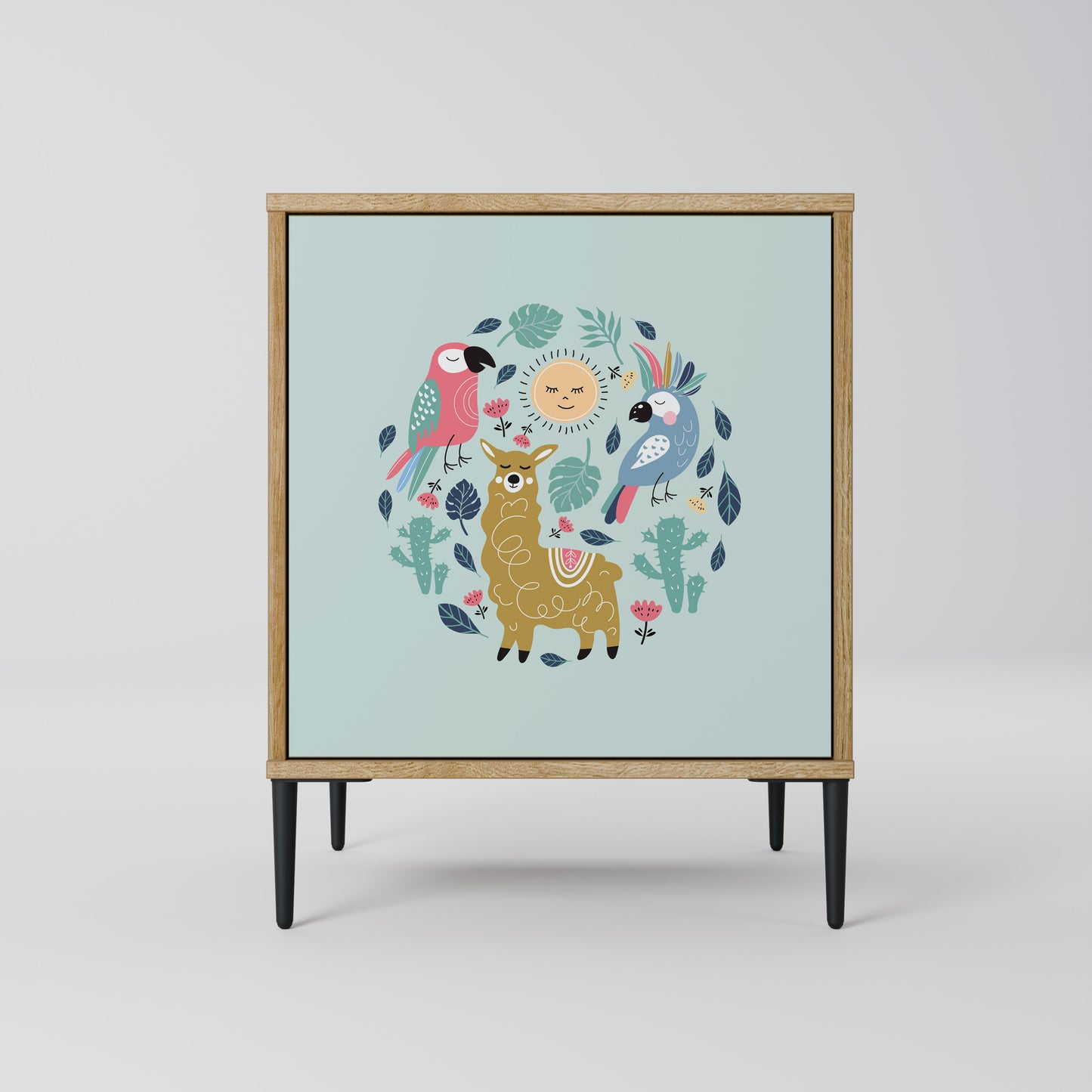 Credenza a 1 anta COLORFUL ALPACAS effetto rovere