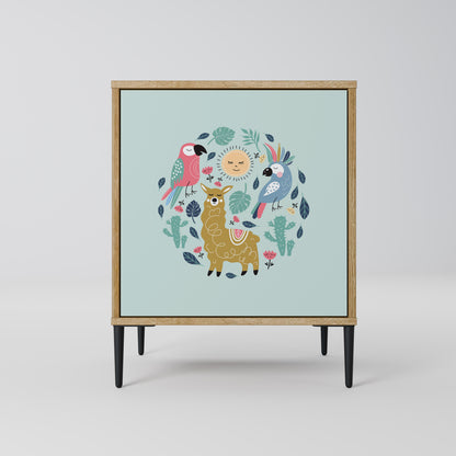 Credenza a 1 anta COLORFUL ALPACAS effetto rovere