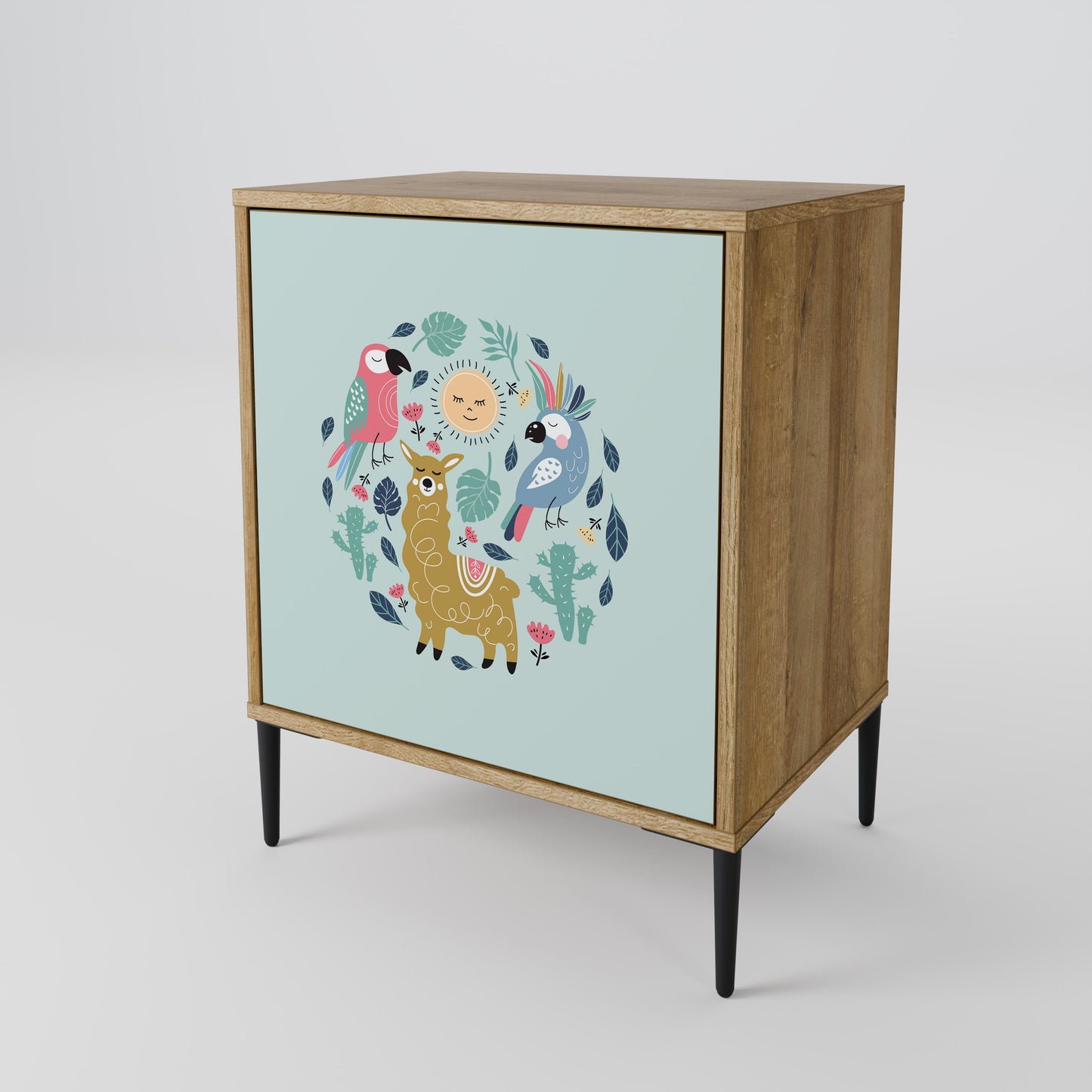 Credenza a 1 anta COLORFUL ALPACAS effetto rovere