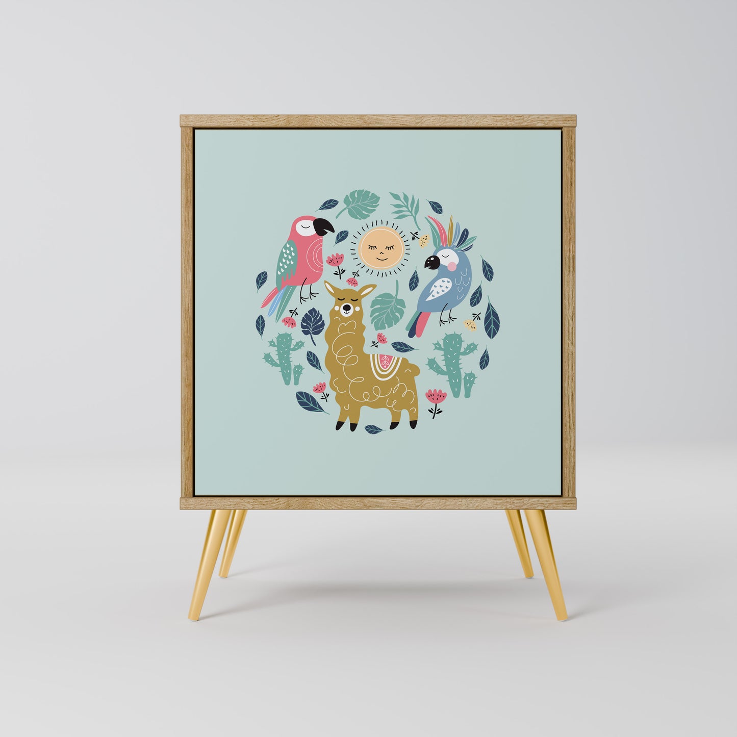 Credenza a 1 anta COLORFUL ALPACAS effetto rovere