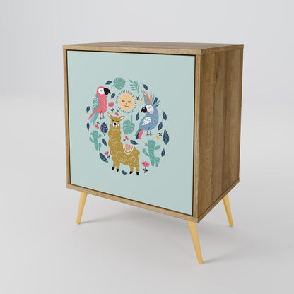 Credenza a 1 anta COLORFUL ALPACAS effetto rovere
