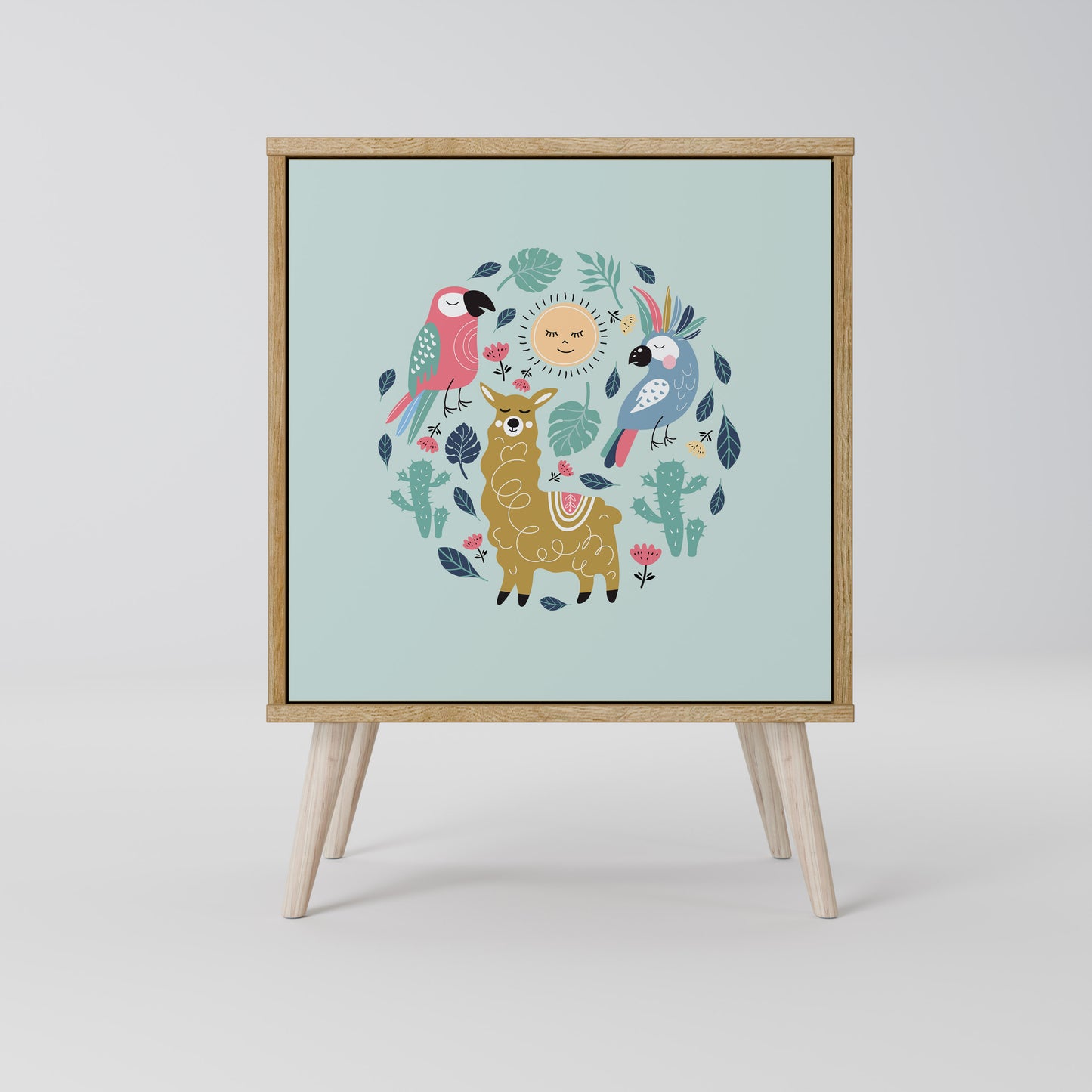 Credenza a 1 anta COLORFUL ALPACAS effetto rovere