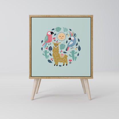 Credenza a 1 anta COLORFUL ALPACAS effetto rovere