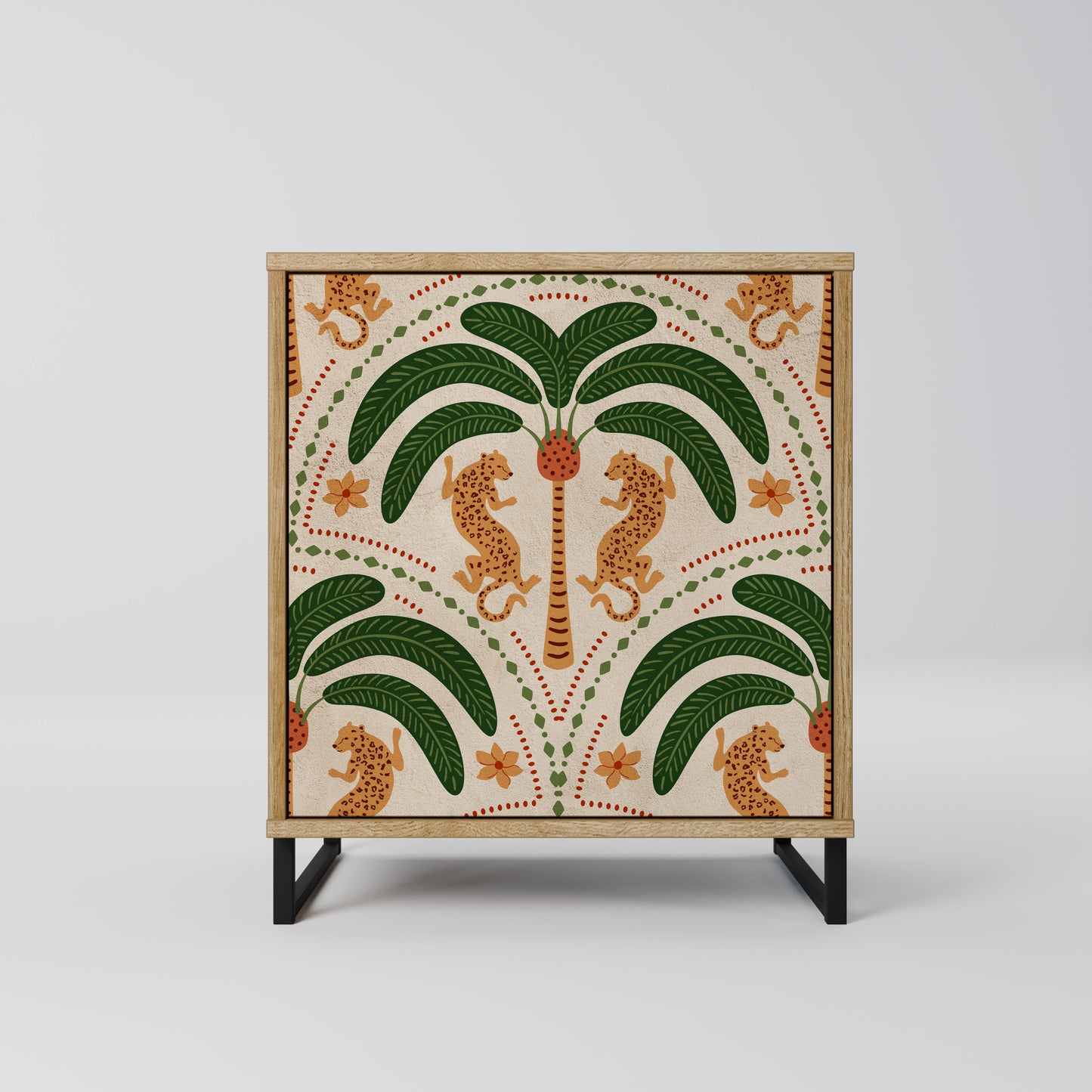 Credenza DANCING PREDATORS a 1 anta effetto rovere