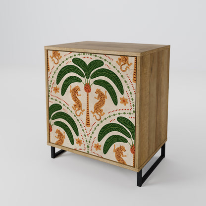 Credenza DANCING PREDATORS a 1 anta effetto rovere