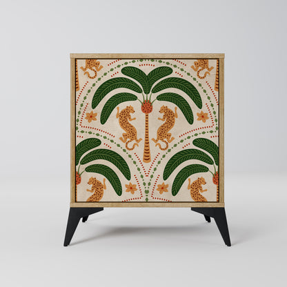 Credenza DANCING PREDATORS a 1 anta effetto rovere