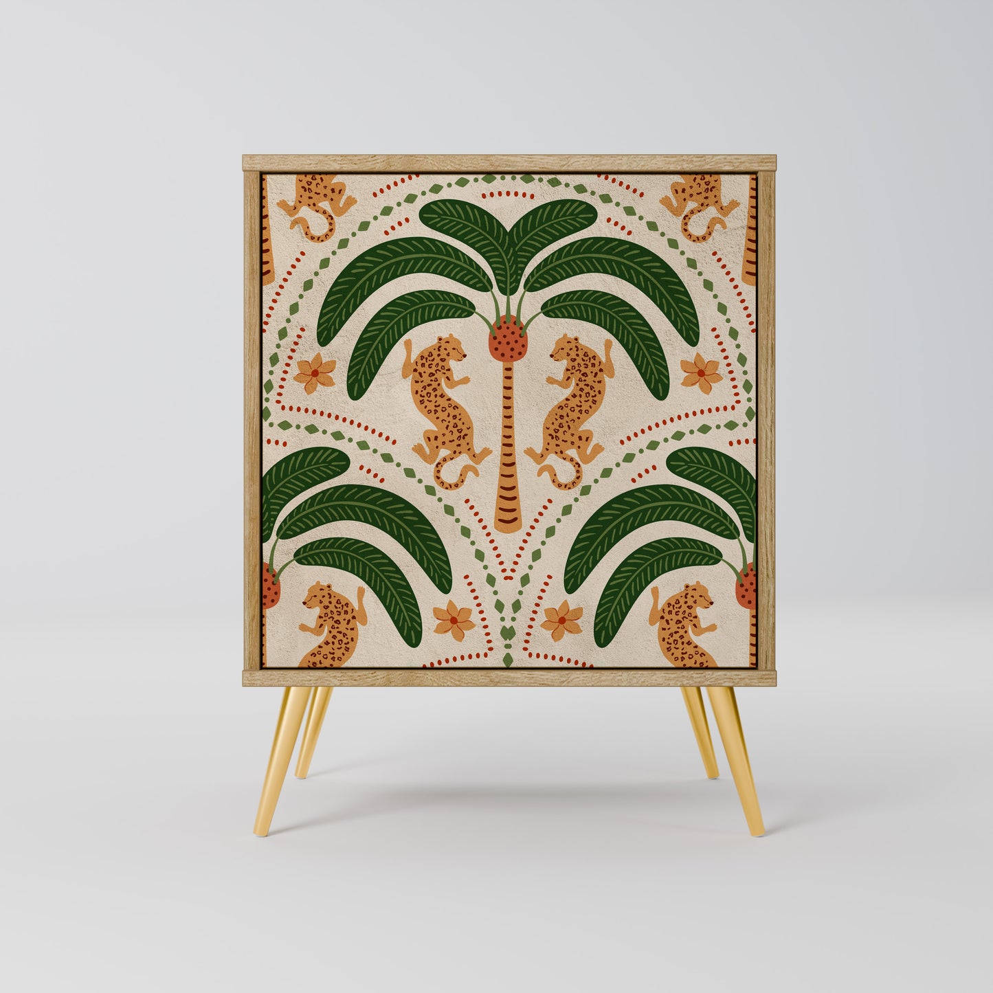 Credenza DANCING PREDATORS a 1 anta effetto rovere