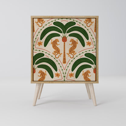 Credenza DANCING PREDATORS a 1 anta effetto rovere