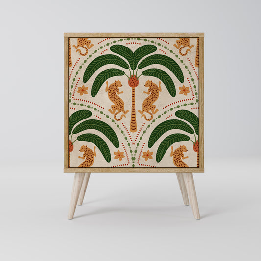 Credenza DANCING PREDATORS a 1 anta effetto rovere