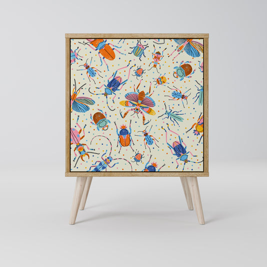 COLORFUL INSECTS 1-Door Sideboard in Oak Effect