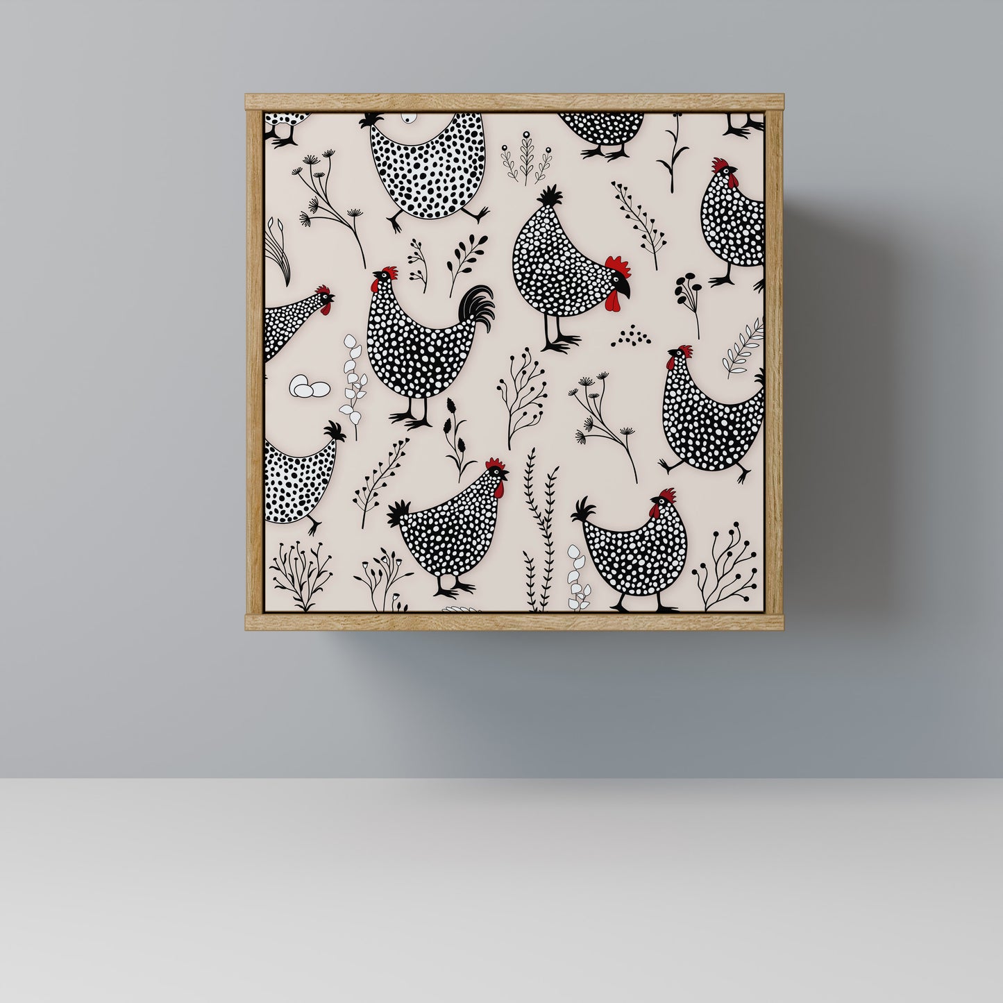 Credenza HAPPY HENS a 1 anta effetto rovere