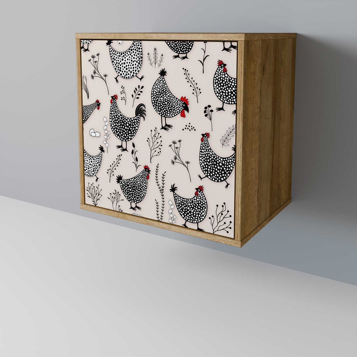 Credenza HAPPY HENS a 1 anta effetto rovere