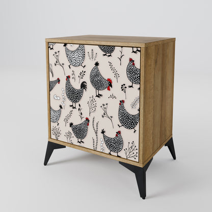 Credenza HAPPY HENS a 1 anta effetto rovere