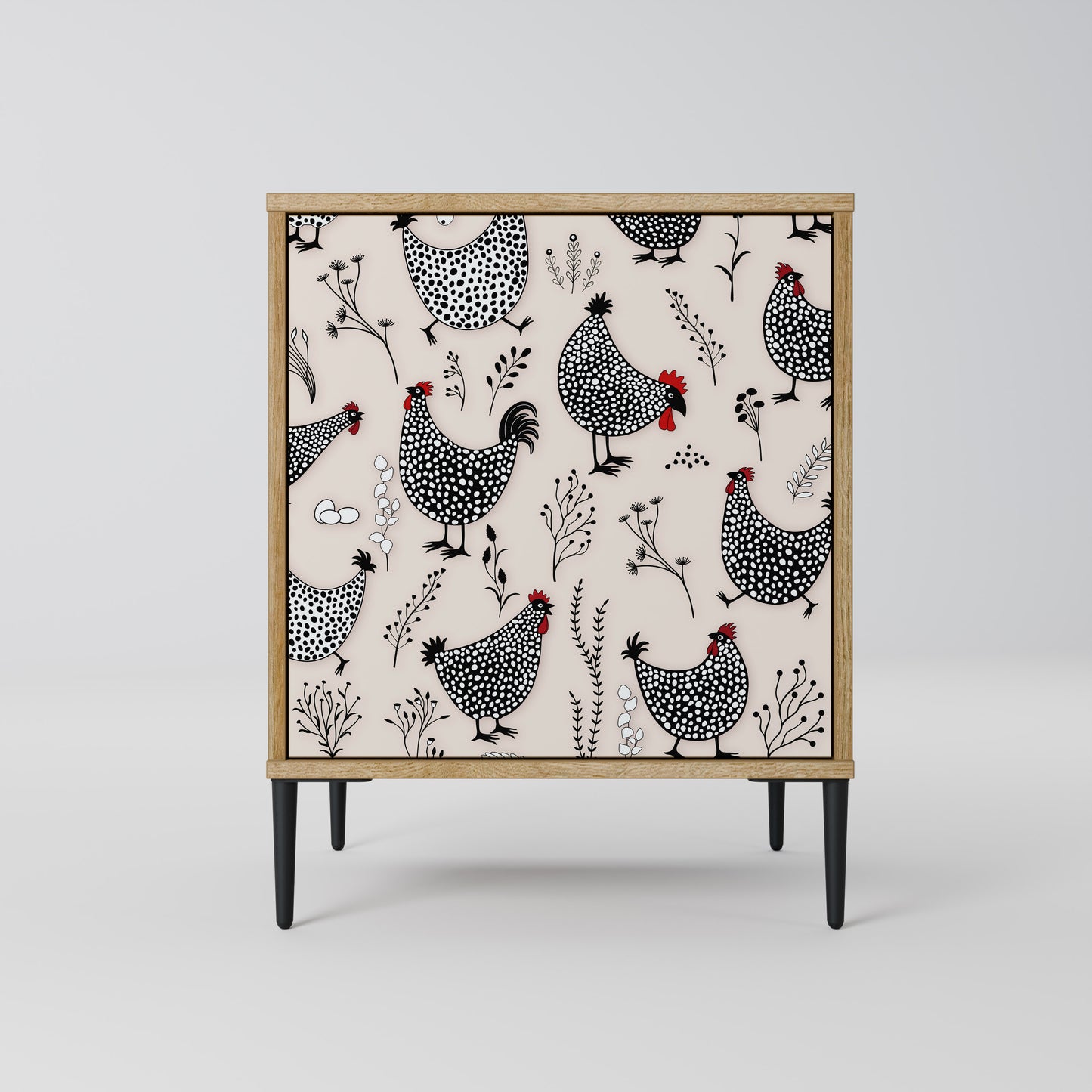 Credenza HAPPY HENS a 1 anta effetto rovere
