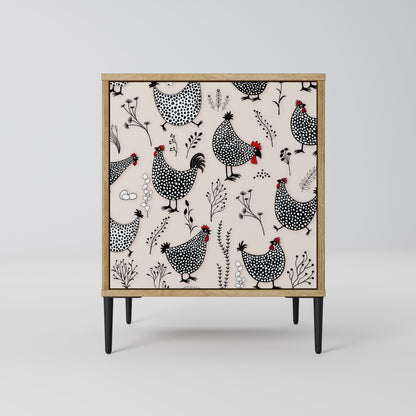 Credenza HAPPY HENS a 1 anta effetto rovere