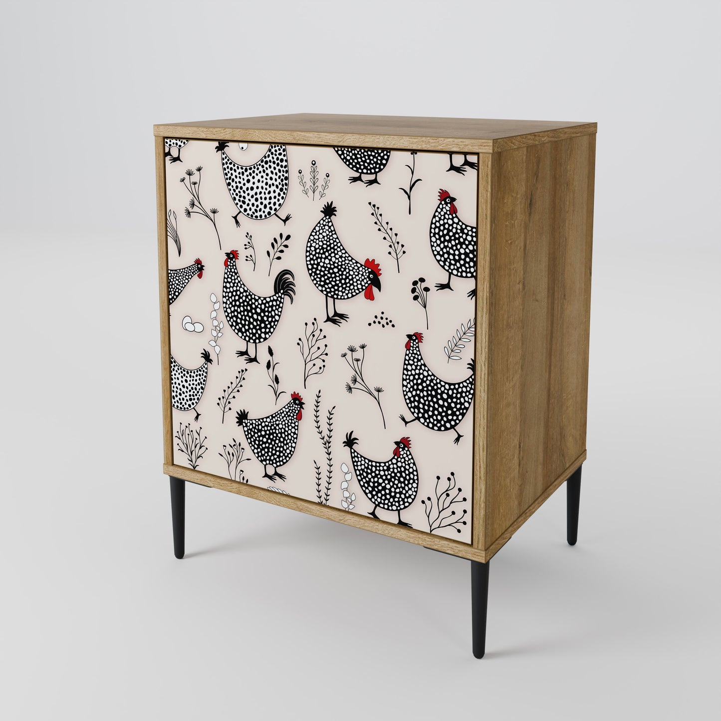 Credenza HAPPY HENS a 1 anta effetto rovere