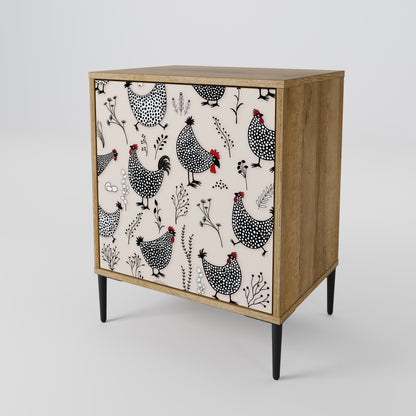 Credenza HAPPY HENS a 1 anta effetto rovere