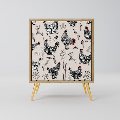 Credenza HAPPY HENS a 1 anta effetto rovere