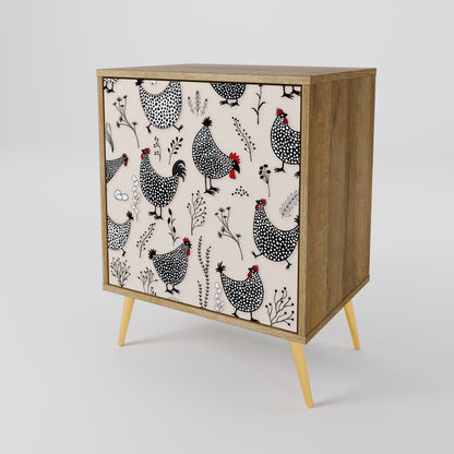 Credenza HAPPY HENS a 1 anta effetto rovere