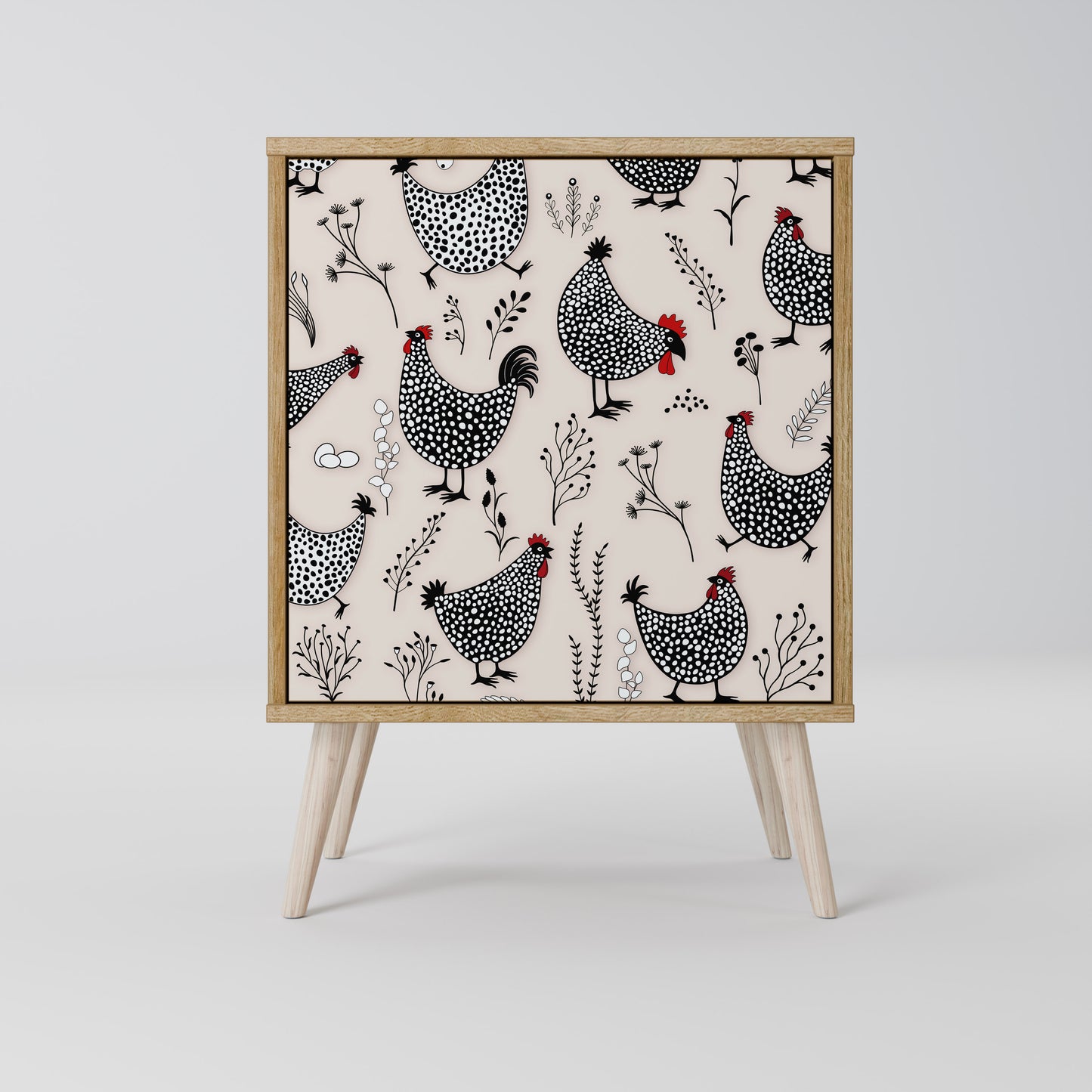 Credenza HAPPY HENS a 1 anta effetto rovere