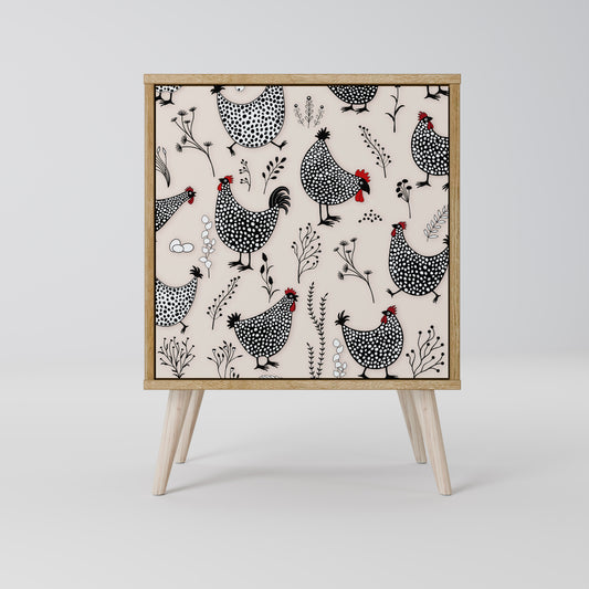 Credenza HAPPY HENS a 1 anta effetto rovere