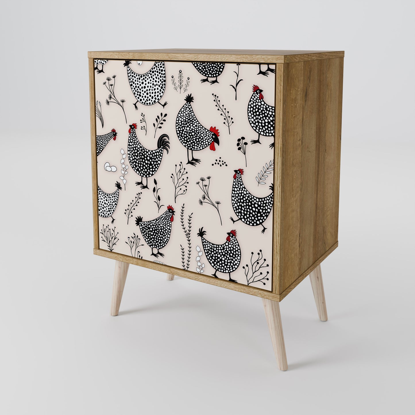 Credenza HAPPY HENS a 1 anta effetto rovere