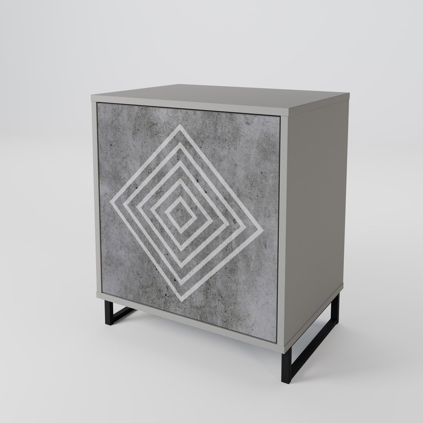Credenza POLYGONAL ARTISTRY a 1 anta con finitura grigia