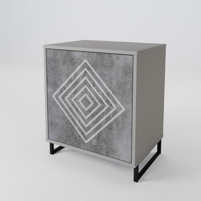 Credenza POLYGONAL ARTISTRY a 1 anta con finitura grigia