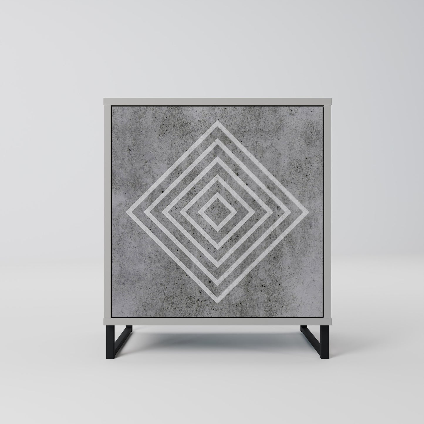 Credenza POLYGONAL ARTISTRY a 1 anta con finitura grigia