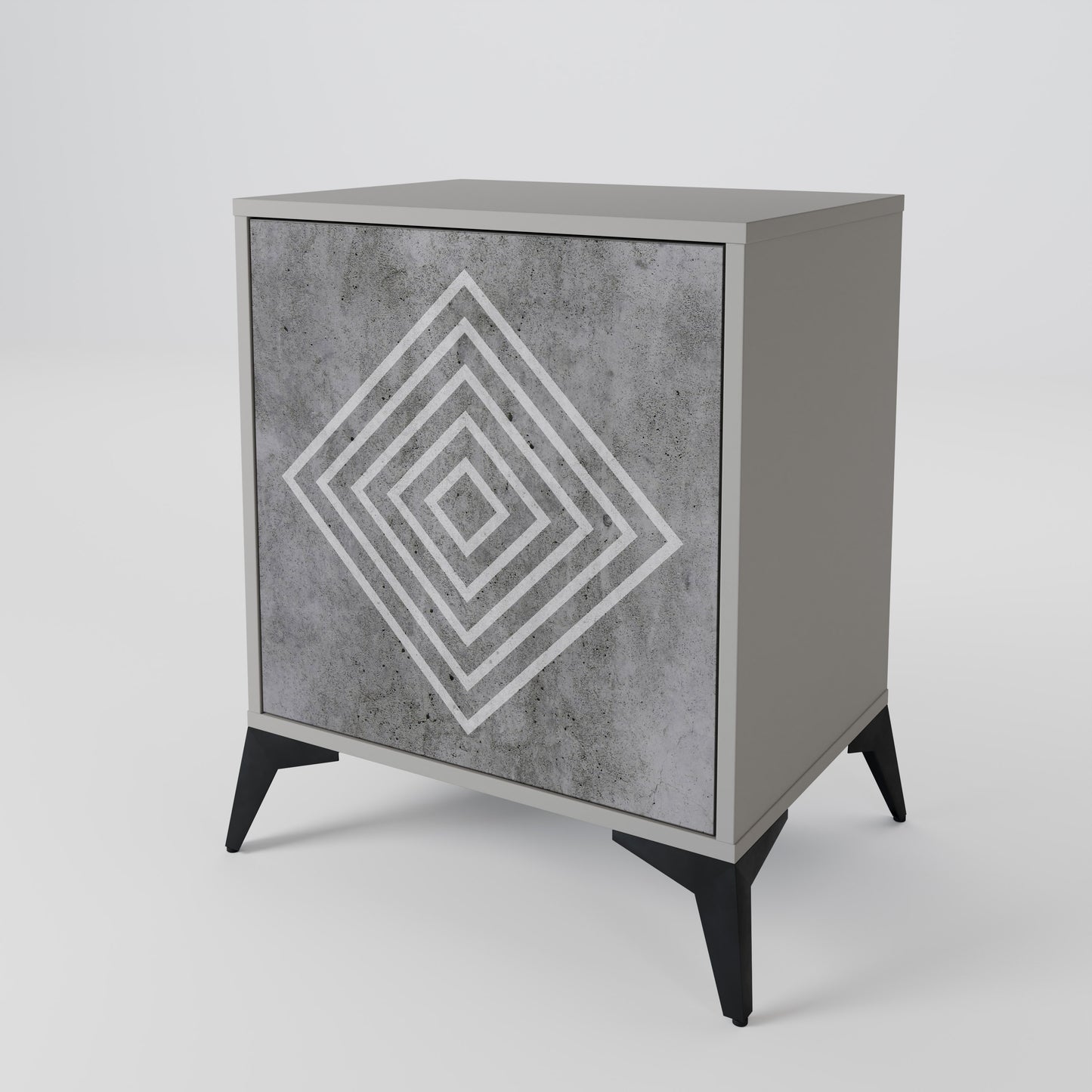 Credenza POLYGONAL ARTISTRY a 1 anta con finitura grigia