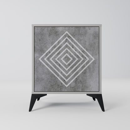 Credenza POLYGONAL ARTISTRY a 1 anta con finitura grigia