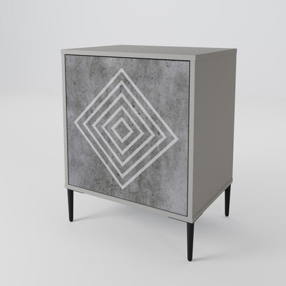 Credenza POLYGONAL ARTISTRY a 1 anta con finitura grigia