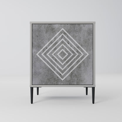 Credenza POLYGONAL ARTISTRY a 1 anta con finitura grigia