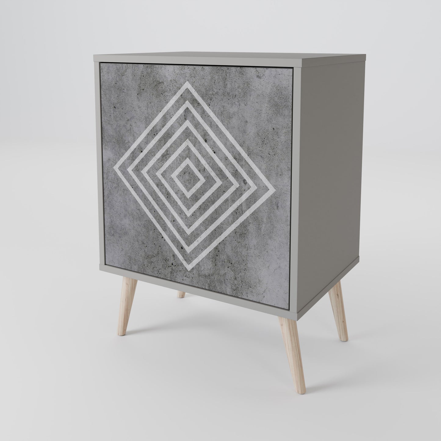 Credenza POLYGONAL ARTISTRY a 1 anta con finitura grigia