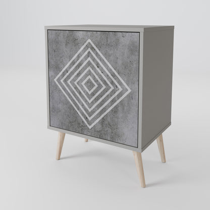Credenza POLYGONAL ARTISTRY a 1 anta con finitura grigia