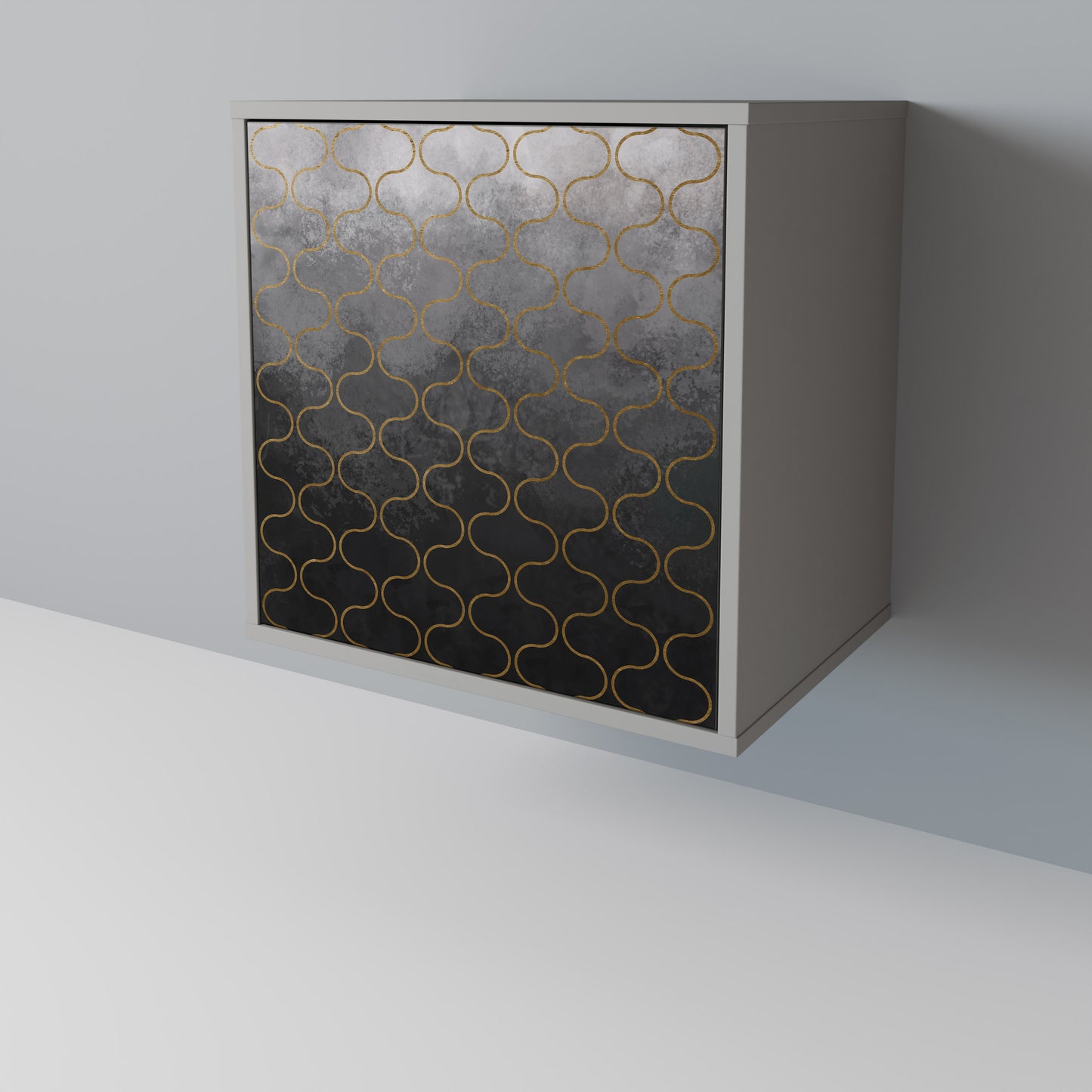 TESSELATED GRAYISH 1-Door Sideboard in Grey Finish