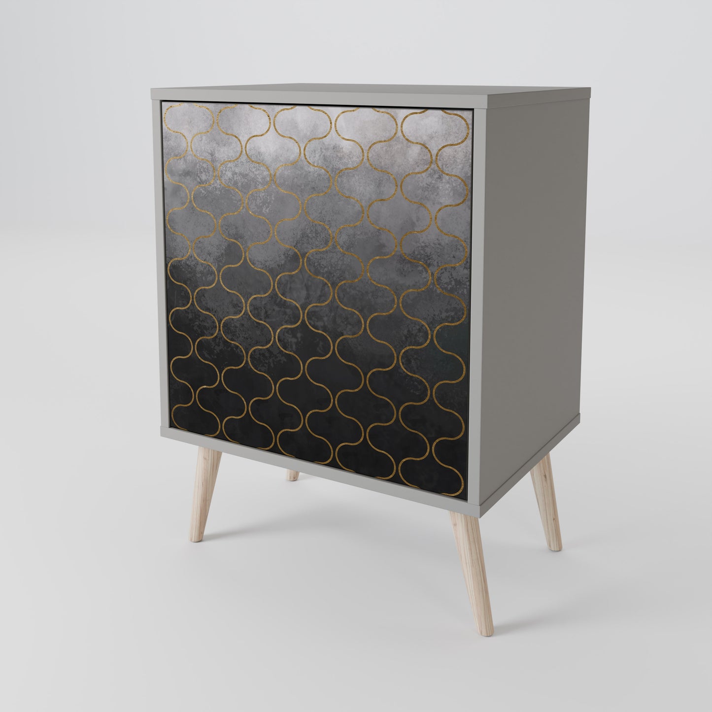 TESSELATED GRAYISH 1-Door Sideboard in Grey Finish