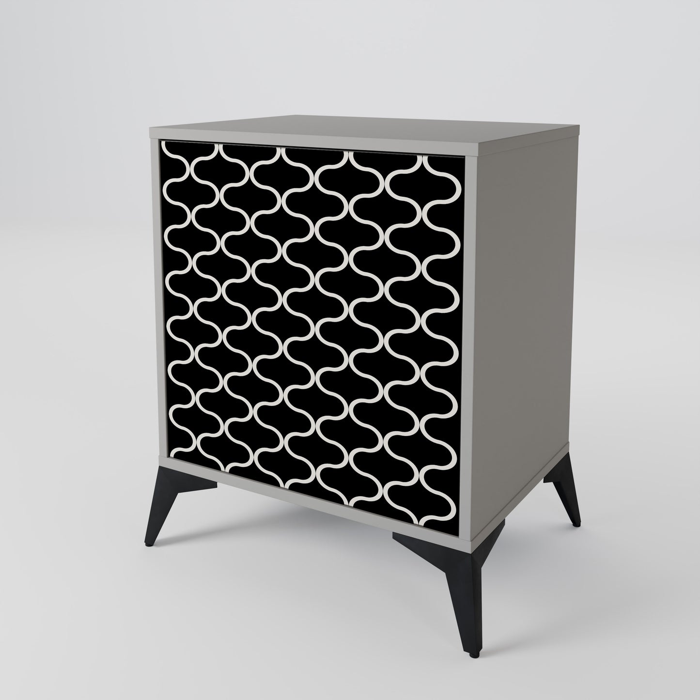 TESSELATED BLACKNESS 1-Door Sideboard in Grey Finish