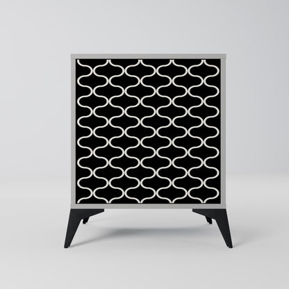 TESSELATED BLACKNESS 1-Door Sideboard in Grey Finish