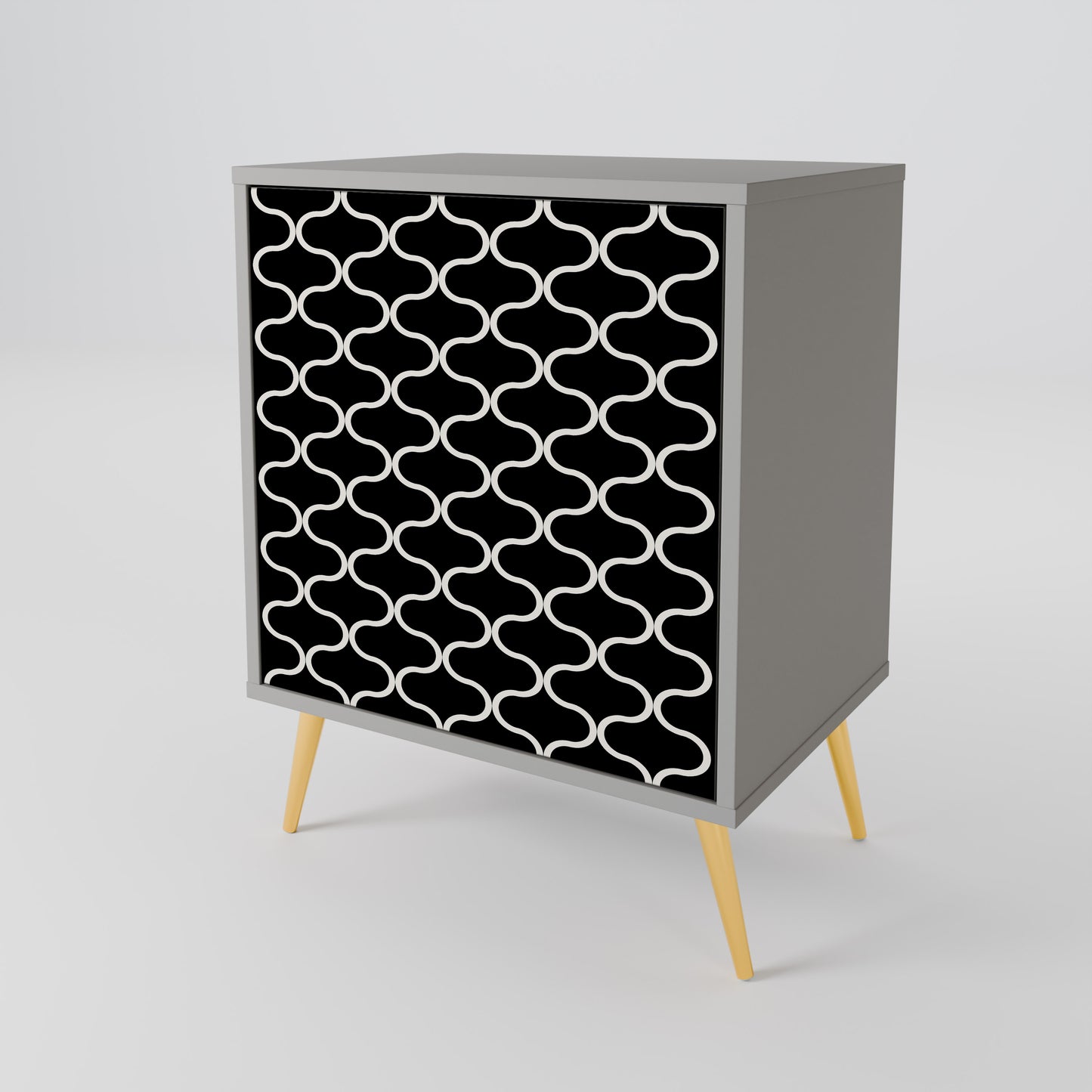 TESSELATED BLACKNESS 1-Door Sideboard in Grey Finish