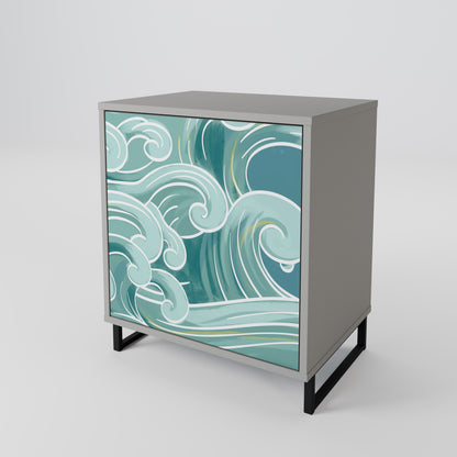 ASIAN SWAY 1-Door Sideboard in Grey Finish