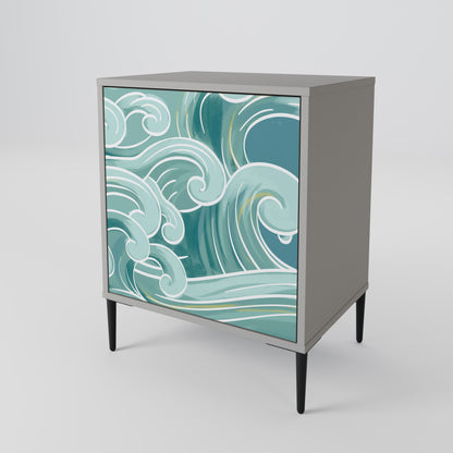 ASIAN SWAY 1-Door Sideboard in Grey Finish