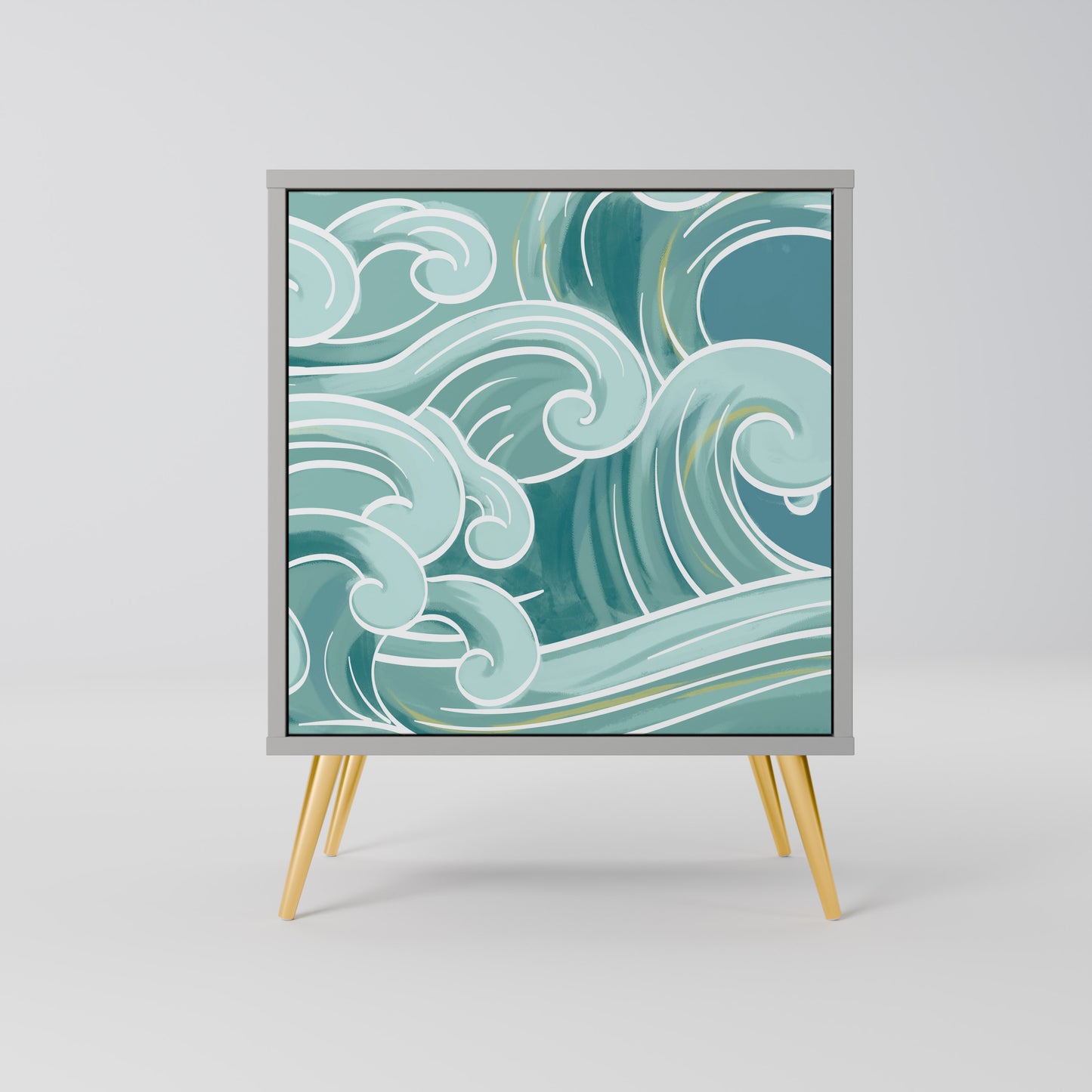 ASIAN SWAY 1-Door Sideboard in Grey Finish