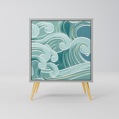 ASIAN SWAY 1-Door Sideboard in Grey Finish