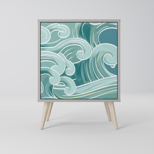 Credenza ASIAN SWAY a 1 anta con finitura grigia